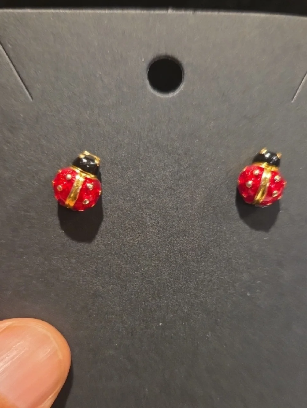 Joan Rivers Gold-Tone Necklace with Red Lady Bug Dangle Beads and Studs - Picture 5 of 14